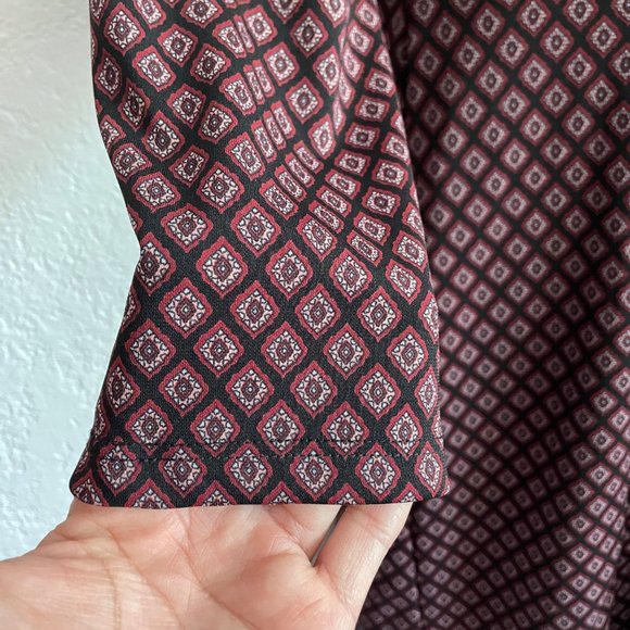 Vintage Y2K BCBG Sheath Shift Print Black Shirt Midi Dress MEDIUM Long Sleeve - Picture 5 of 7